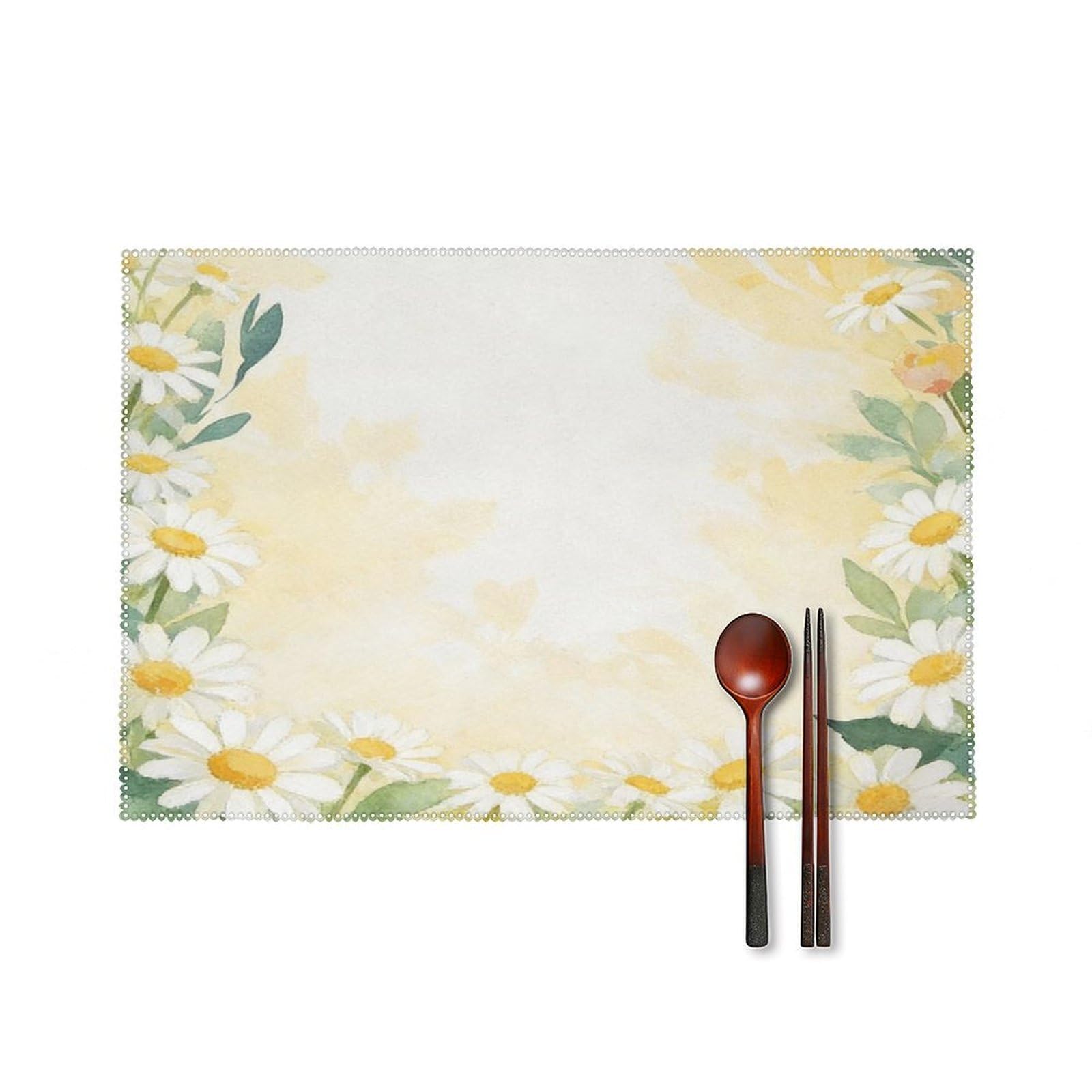 Fekiloot Style Daisy Wreath Placemats Set Of 6,Table Mat