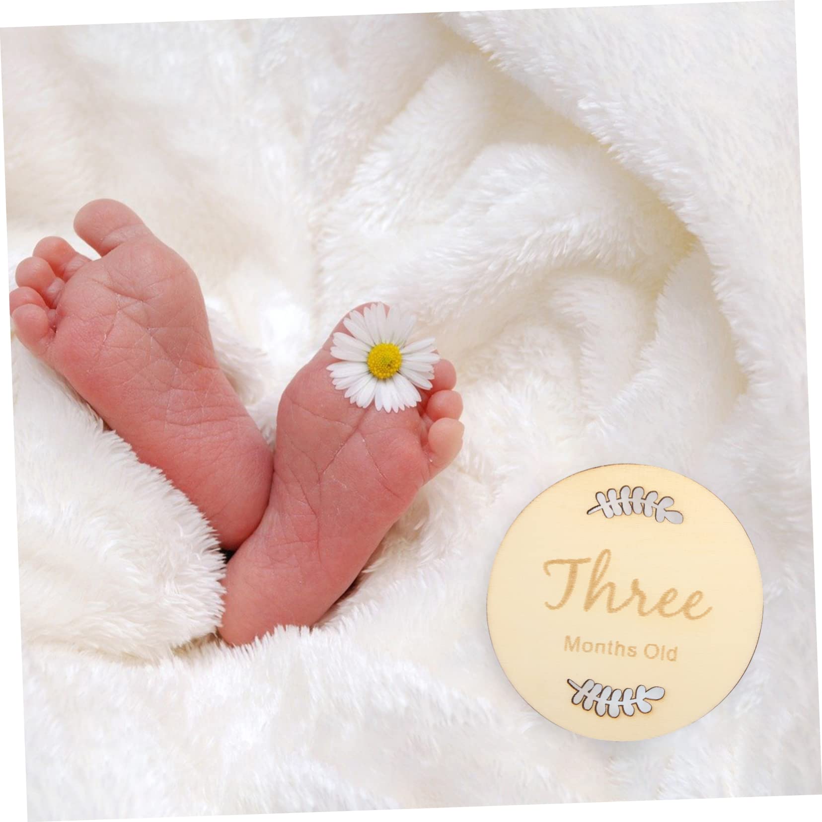 BESTonZON Baby Milestone Cards Set Newborn Announcement Signs Wooden Circles Monthly Milestones for Nursery Decor Boys Girls