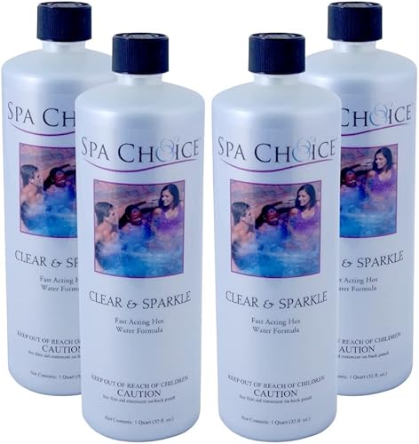 SpaChoice Spa Choice 472-4-8270-04 Clarificador transparente y brillante para spas y jacuzzis, 1 cuarto de galón, paquete de 4