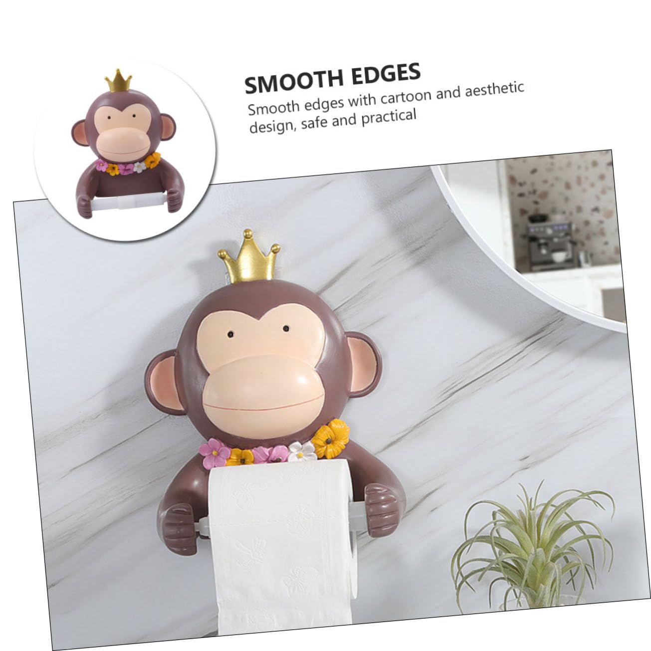 Portarrollos de Papel Higiénico de Resina Marrón Estilo Cartoon | Resistente a Corrosión y Deslustre, Diseño Estético, para Apartamento y Centro Comercial