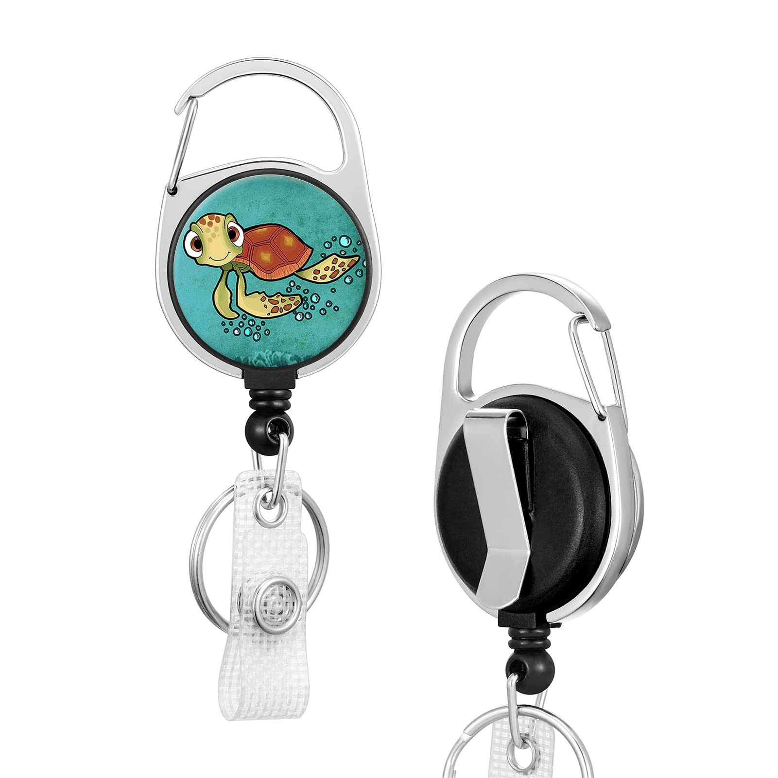 Retractable Badge Holder with Clip Lanyards for Id Card Badges Reel (Sea Turtle)