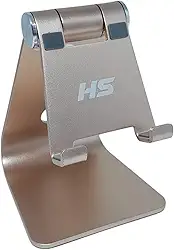 Suporte Celular Universal HS para Tablet Smartphone Samsung iPhone iPad Kindle de Mesa Articulado Metal em Alumínio Ajustável e Portátil para Leitura Home Office Live Escritório Porta Apoio Celular
