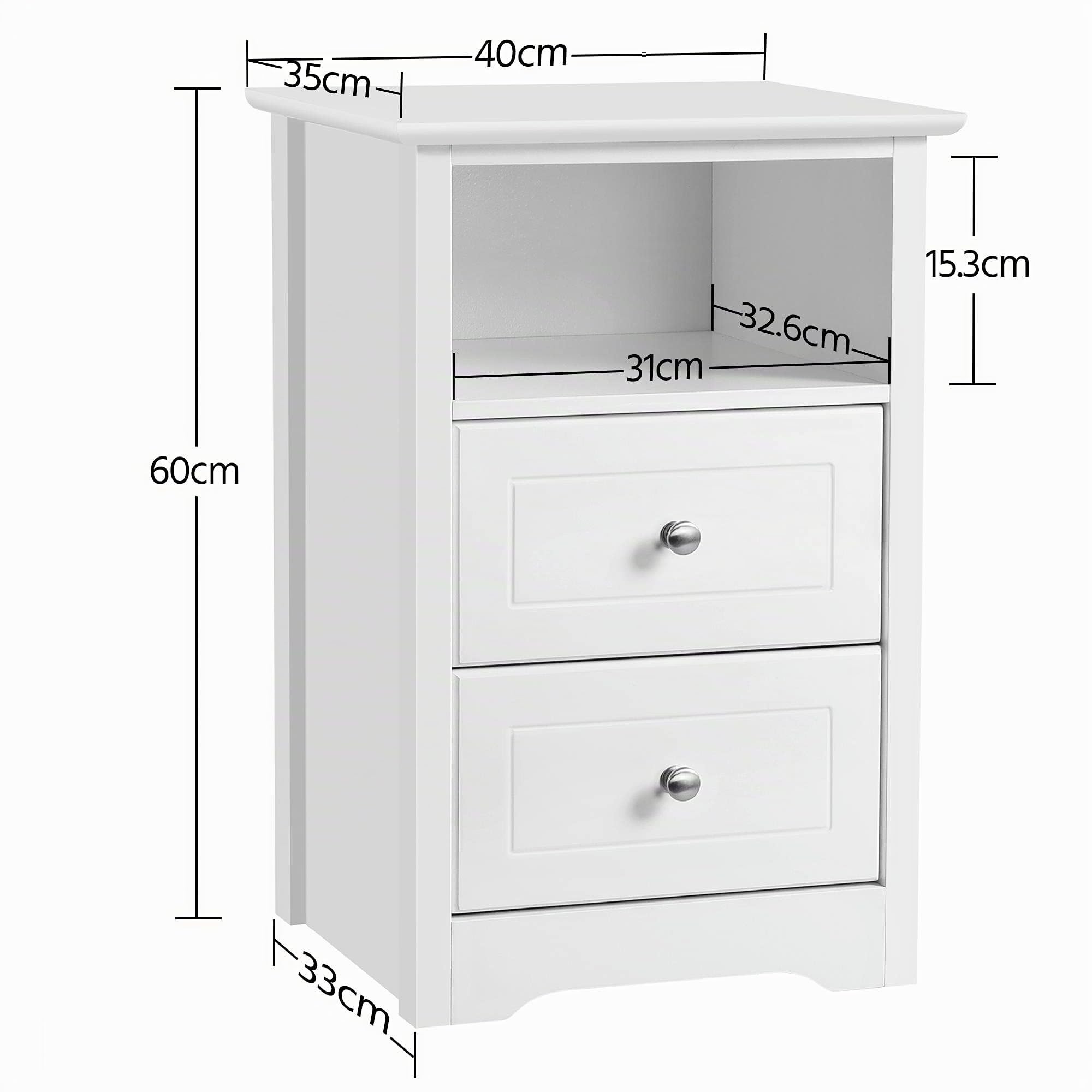 Yaheetech Comodino Camera da Letto con Cassetti 40 x 35 x 60 cm Tavolino Lato Bianco Cassettiera Moderno Organizzatore Porta Oggetti