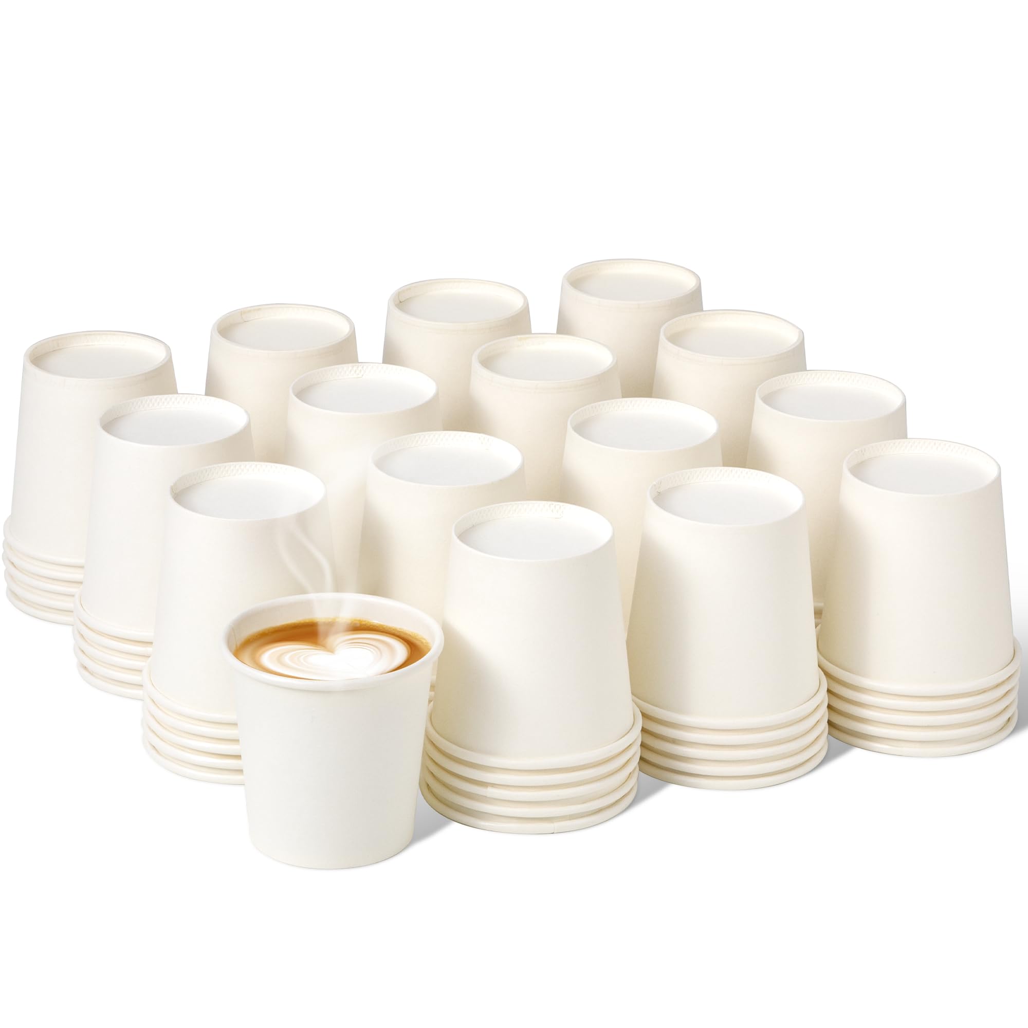 Fit Meal Prep 200 Pack 6 oz Disposable Paper Coffee Cups, Premium White Hot Cups for Hot/Cold Beverage, Durable Thickened Paper Cup Bulk for Party, Office, Bussines, Home, Bistros, Daily Use