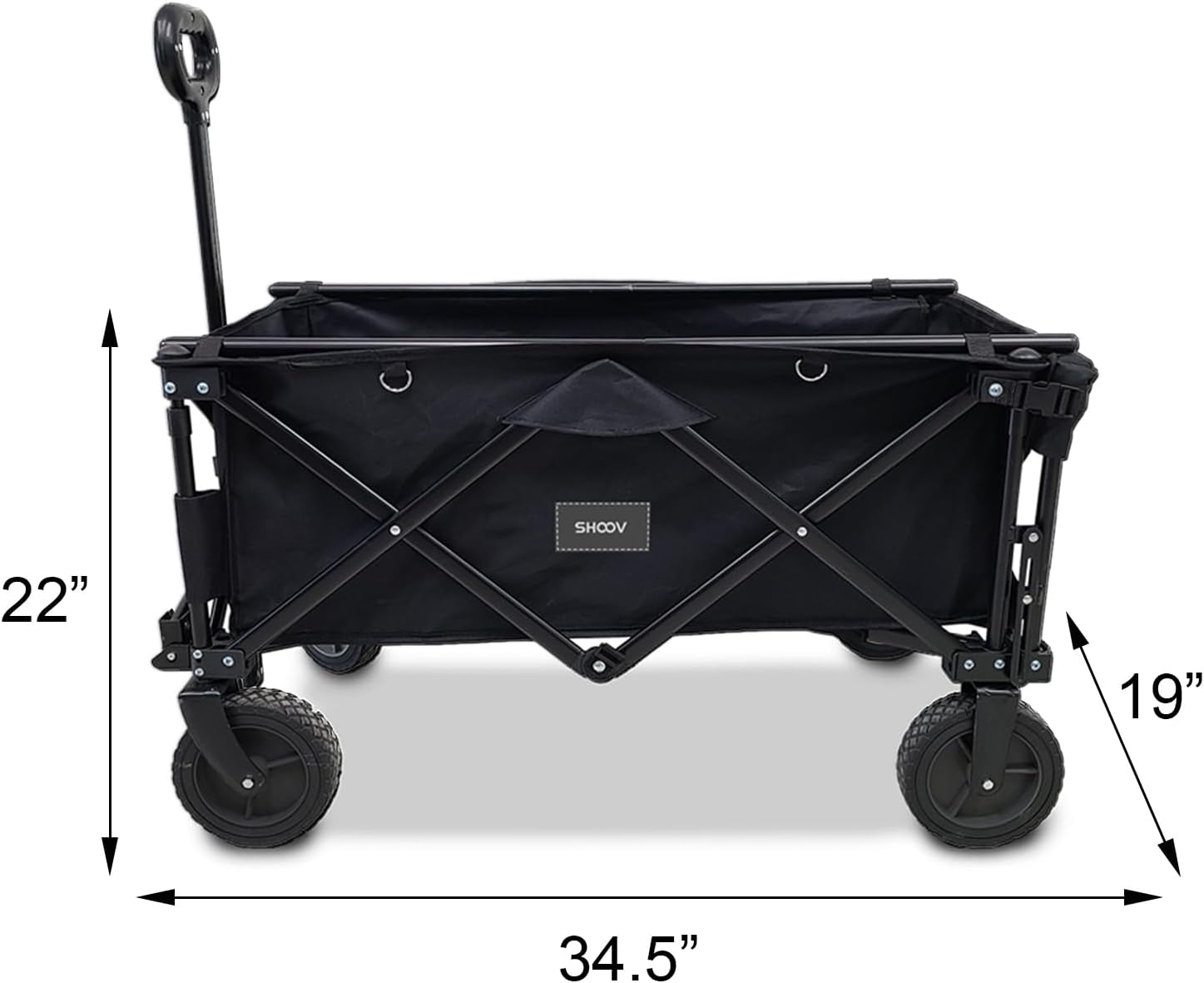 SHOOV Folding Utility Wagon Cart, Heavy Duty and Collapsible for Camping with Extending Tailgate, Beach, Picnics, Grocery Shopping Use