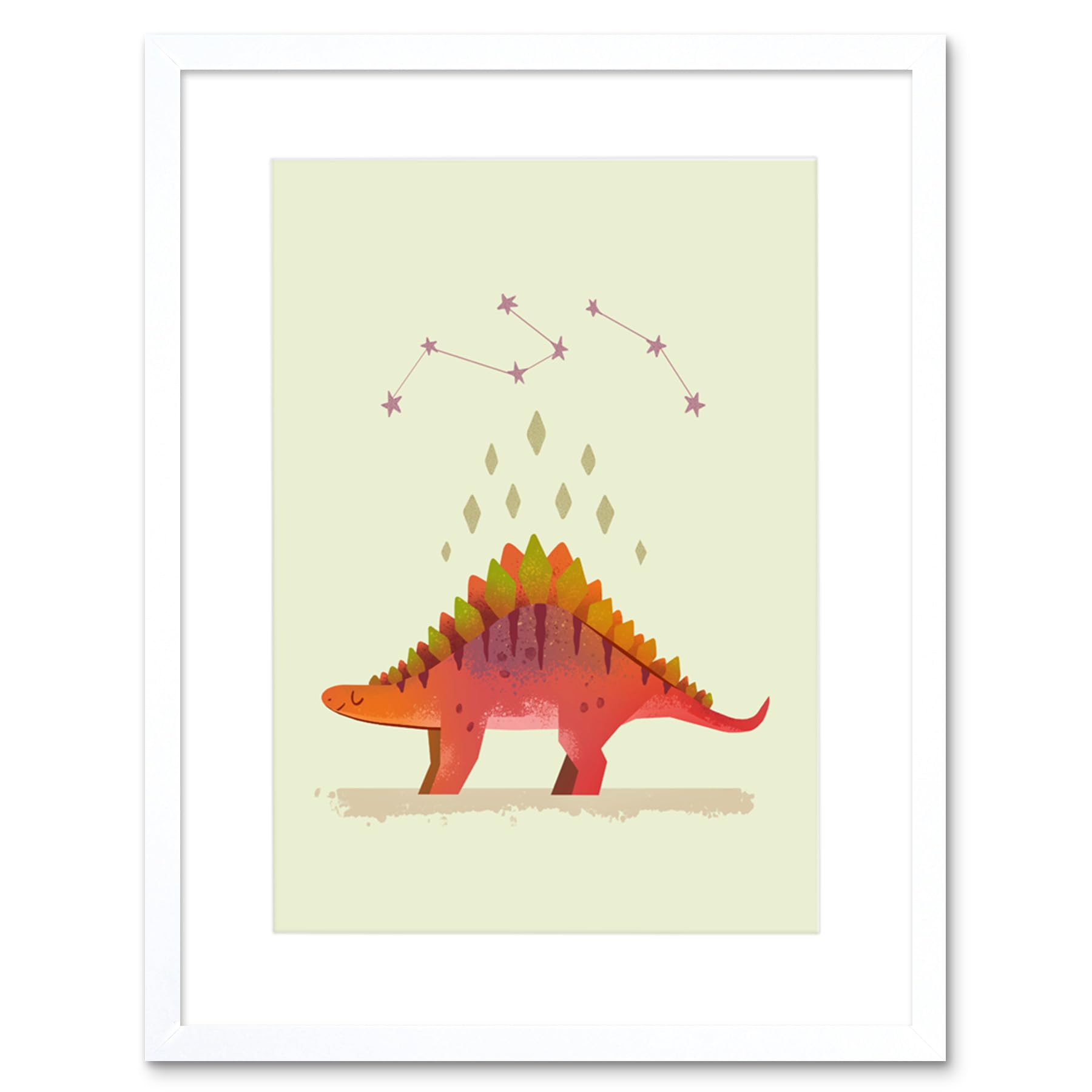 Wee Blue Coo Dinosaur Stegosaurus Framed Wall Art Print