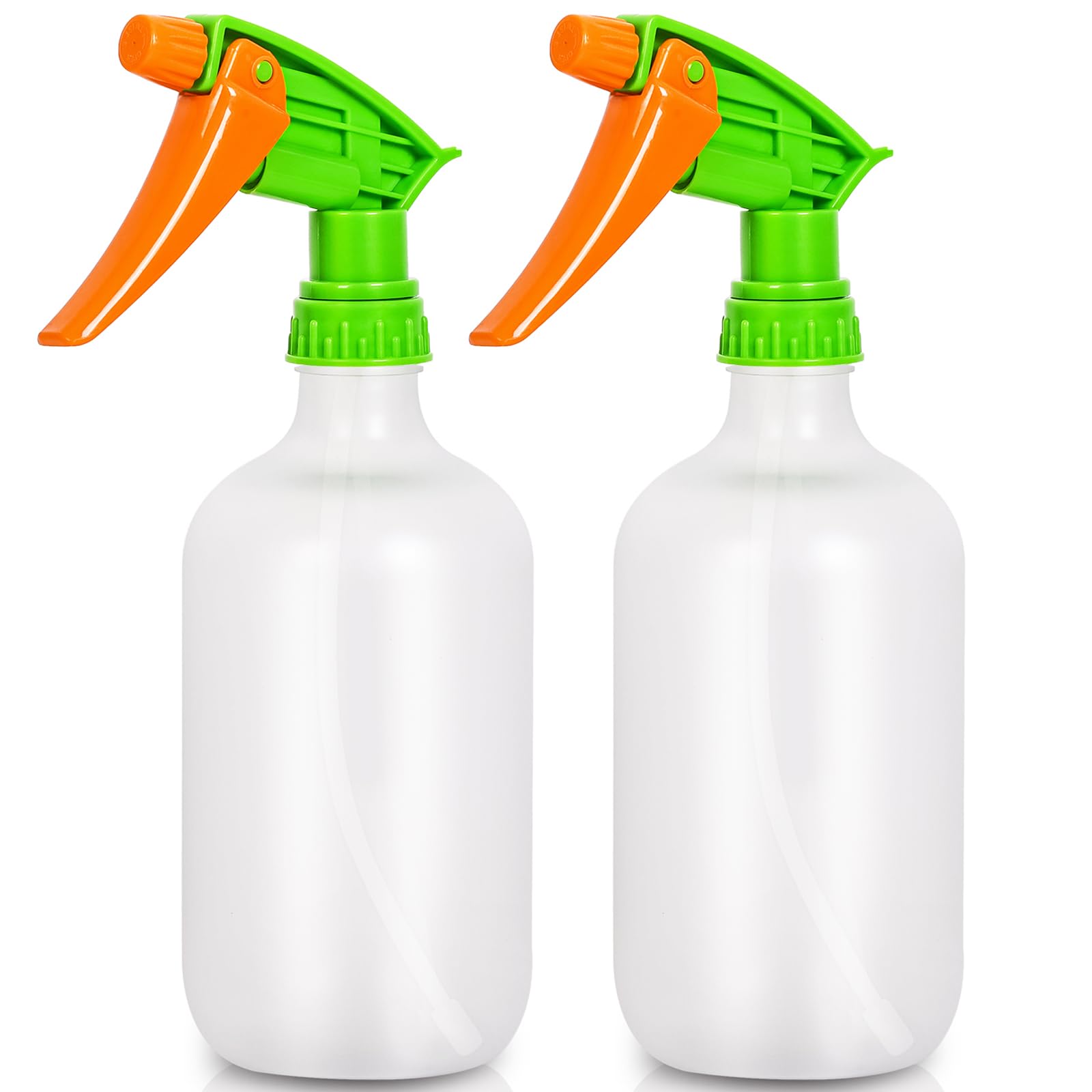 Calvalor Reinigung Wasser Sprühflasche Pflanzen Garten, Wasserspritze Zerstäuber Sprühflasche Haare 2Stk 500ml spritzflasche, Wasserspray Pflanzensprüher Wassersprühflasche (Weiß Flasche Orange Düse)