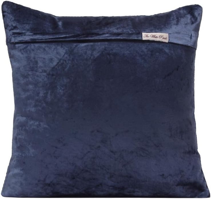 The White Petals- Blue Velvet Pillow Cover (1 Pillowcase, 16x16 inch, Blue, Soft Cotton Velvet)