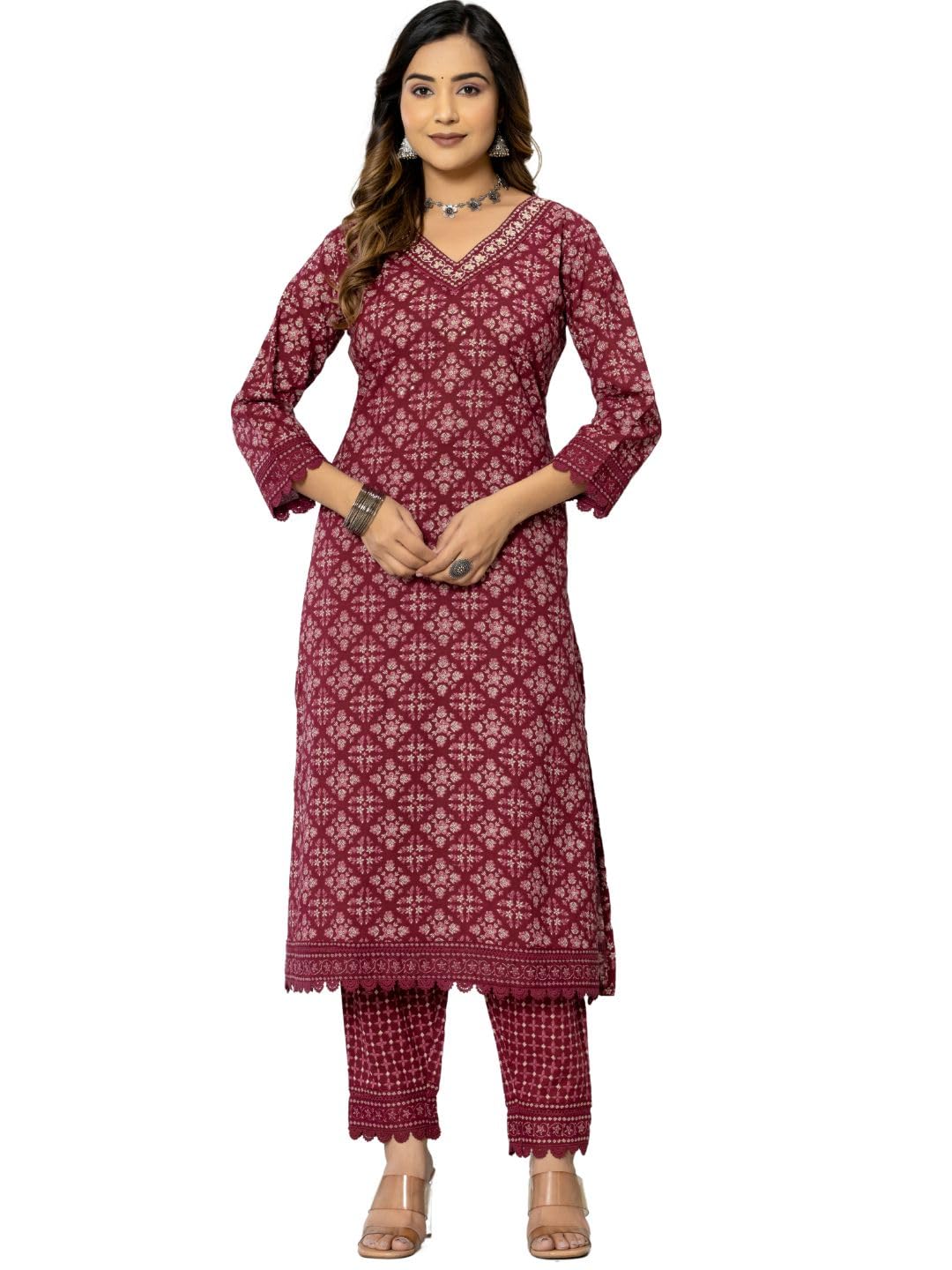 Amayra Women's Cotton Printed Straight Kurta with Pant and Dupatta Set - Image 6