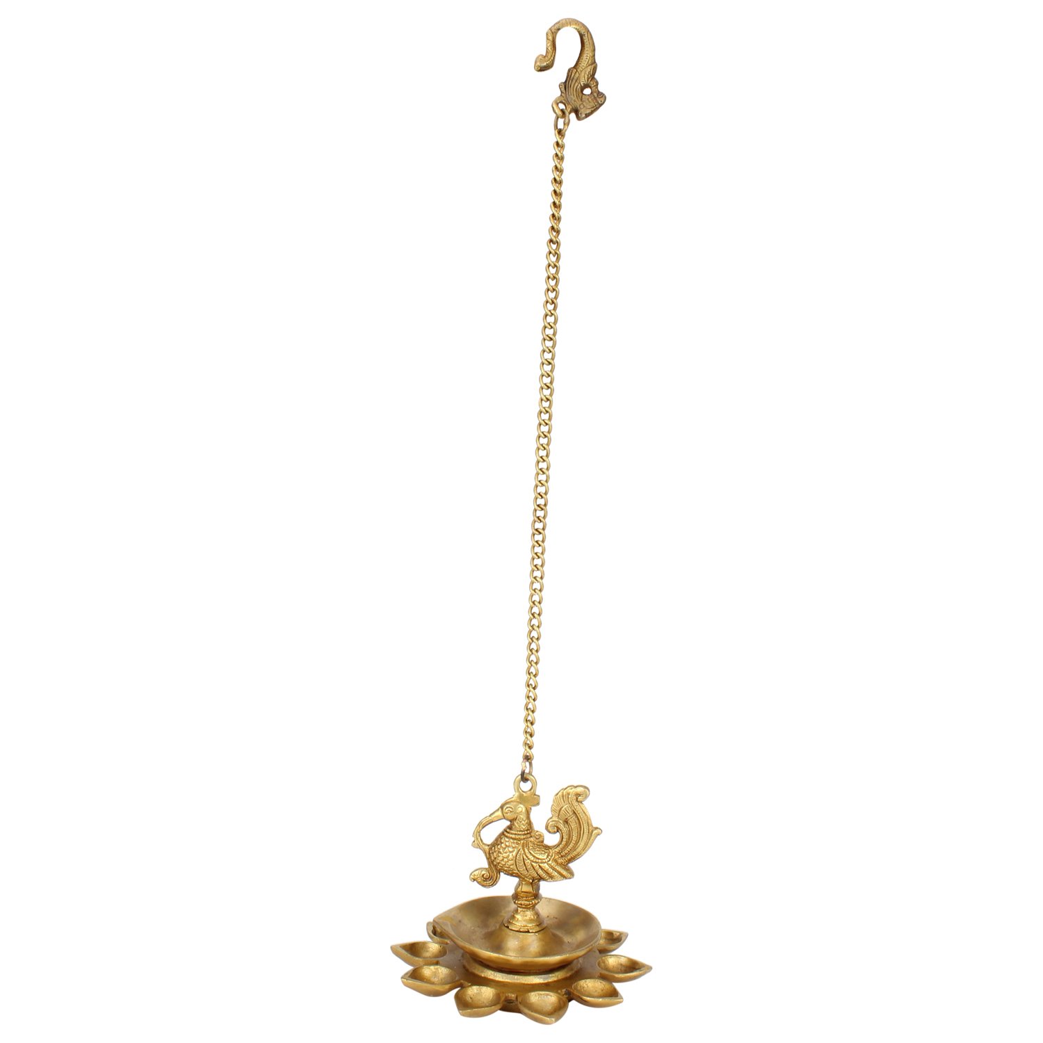 Kartique Diya-Lampe zum Aufhängen, Messing, mit 17,8 cm Höhe, antiker Stil für Heimdekoration, Puja und Geschenk