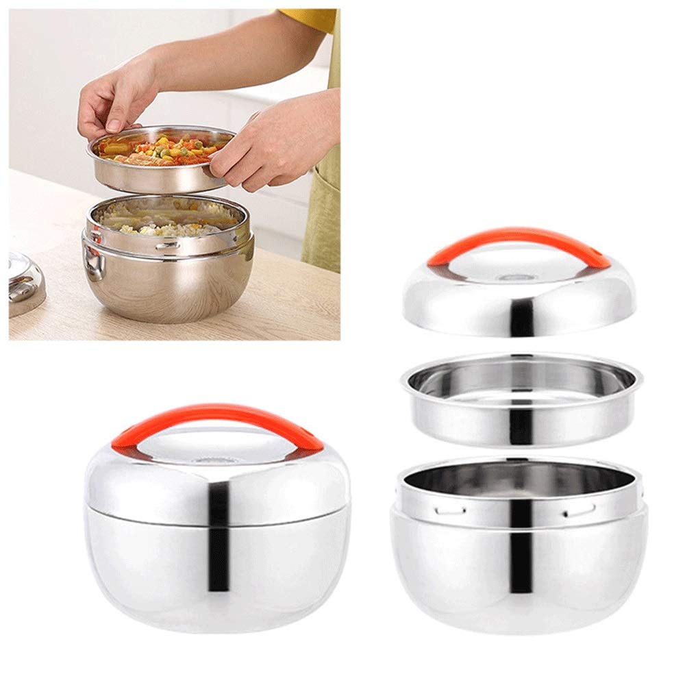 Fiambrera Caja Doble de la Capa de Almuerzo con Aislamiento térmico Contenedor de Acero Inoxidable de Acero Inoxidable (Lunch Box Capacity : 1300ML)