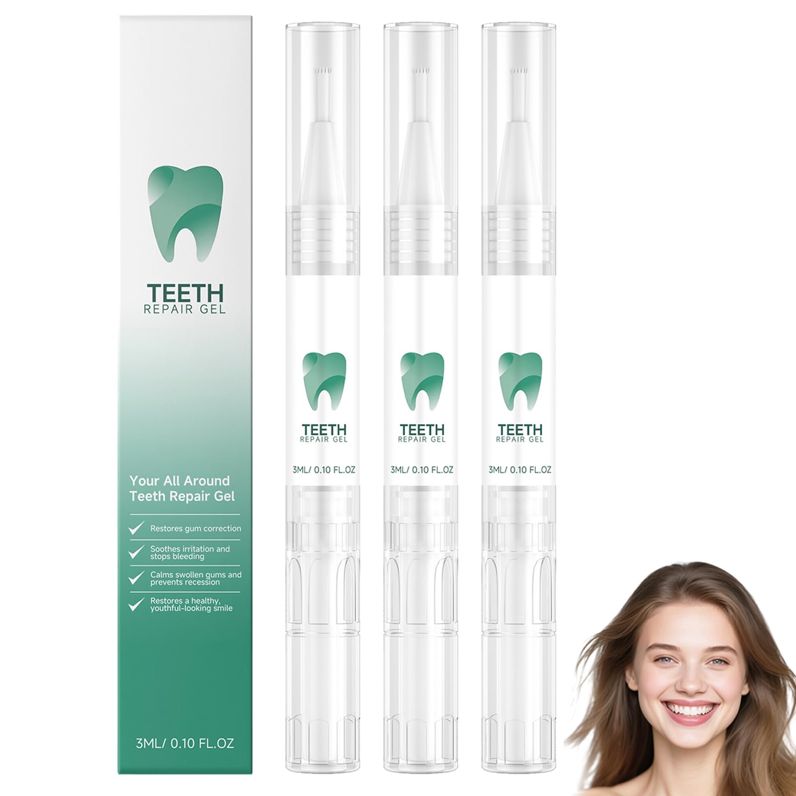 Gel de reparación de dientes, juego de reparación de encías, protector de encías al regresar las encías, lápiz esencial para blanquear los dientes, quitamanchas, limpieza bucal, protección de encías