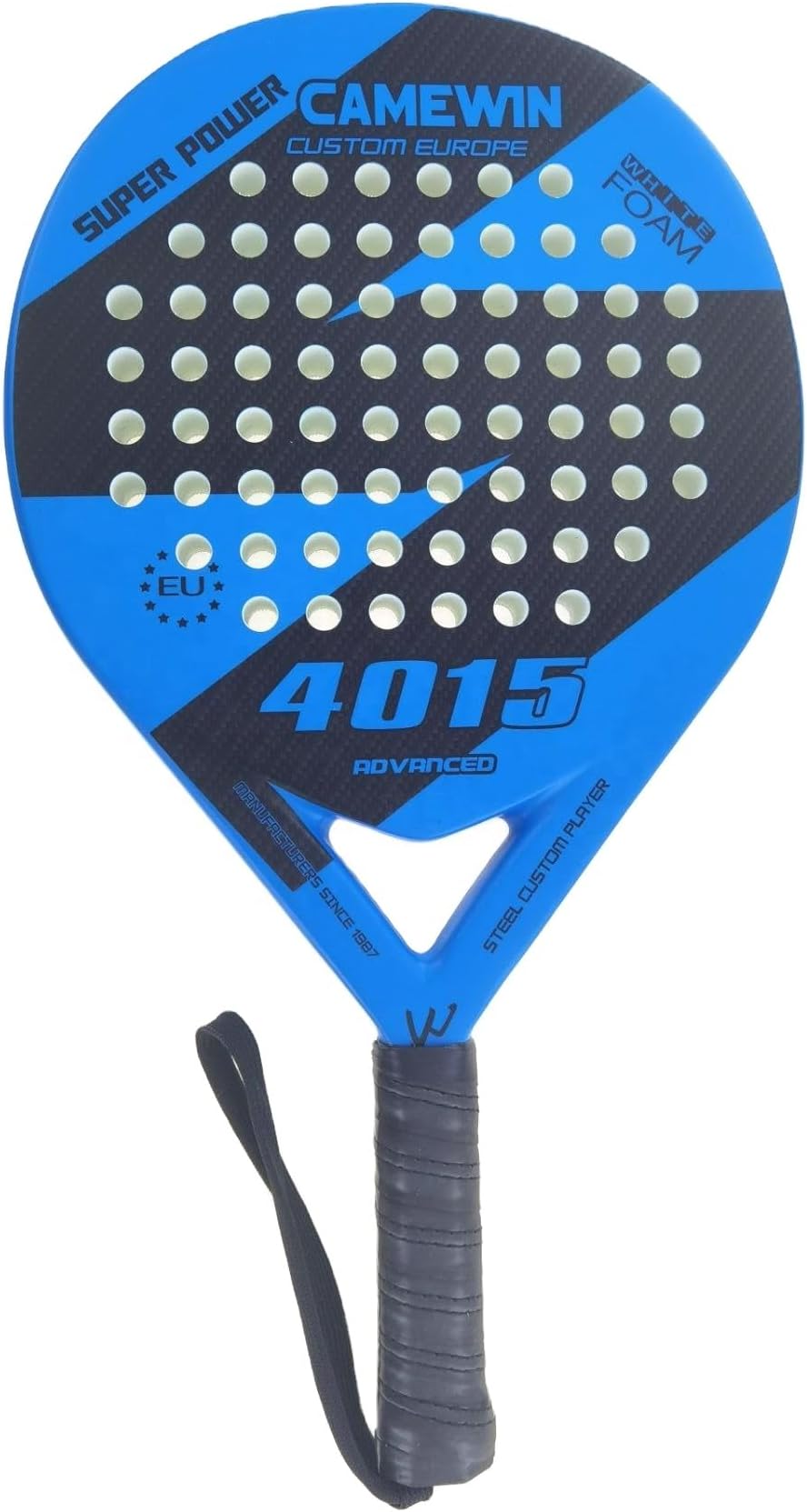 Camewin Padel Tennis Racket Carbon Fiber with Bag Included Blue and