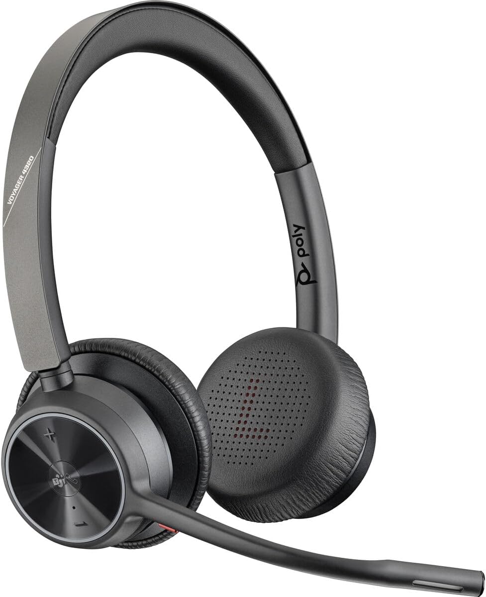 by Plantronics - Voyager 4320 UC Wireless On Ear Headset (Plantronics) - Headphones with Boom Mic - Connect to PC/Mac via USB-C Bluetooth Adapter, Cell Phone via Bluetooth, Black (218478-02)