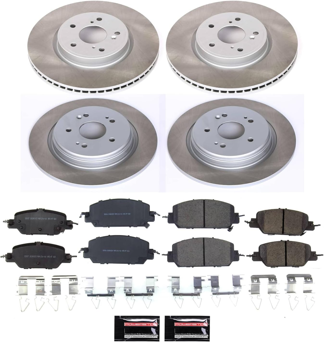 PowerStop Front and Rear Brake Kit For Honda CR-V 2017-25 - Ceramic Brake Pads + Semi Coated Rotors Replacement, SC7873