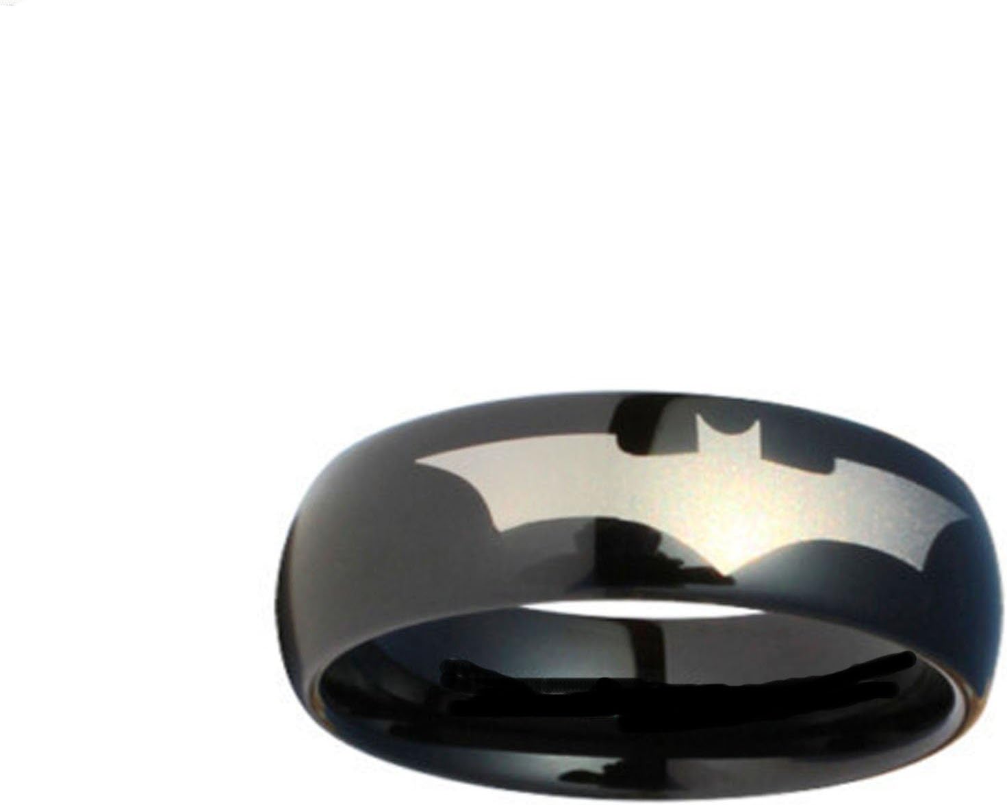 Batman Print on a Black Tungsten Carbide DC Width 8 mm Band Ring Size 4-13 R162