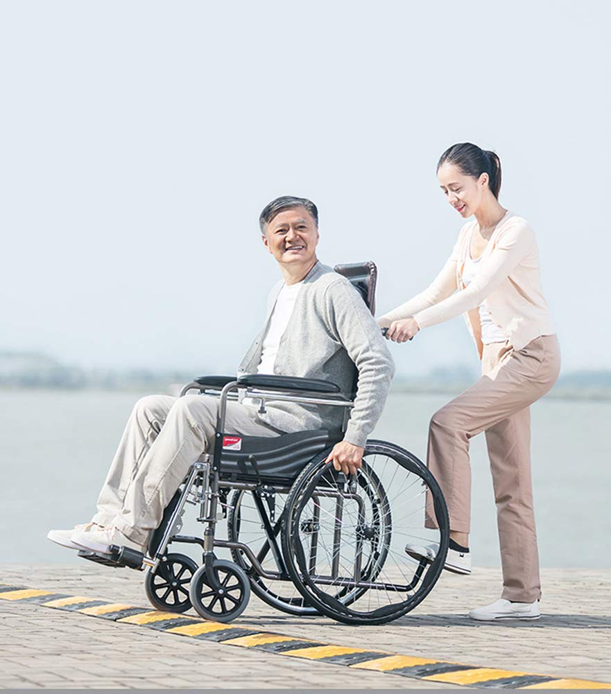 Sedia per Riabilitazione Medica per Sedia a rotelle, Sedia a rotelle, Sedia a rotelle reclinabile per Sedia a rotelle Semi-sdraiata per Anziani Multifunzione Ruota in Acciaio spess