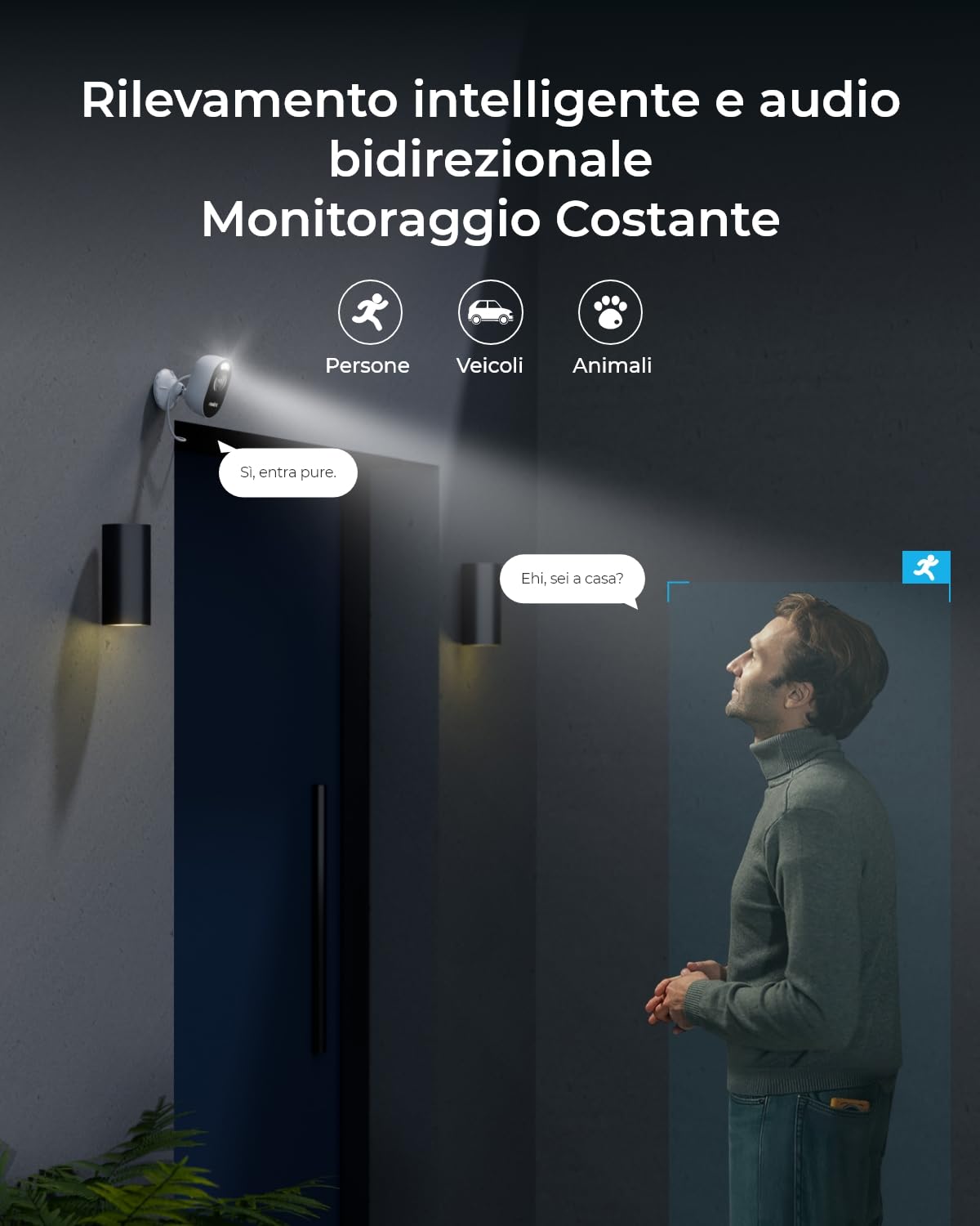 Reolink 2K 4MP Telecamera Wi-Fi Esterno con Spotlight, Camera WiFi Dual-band 2,4/5GHz, Rilevamento Smart Persone/Veicoli/Animali con Avvisi Istantanei, Audio Bidirezionale, Archiviazione Locale, Lumus