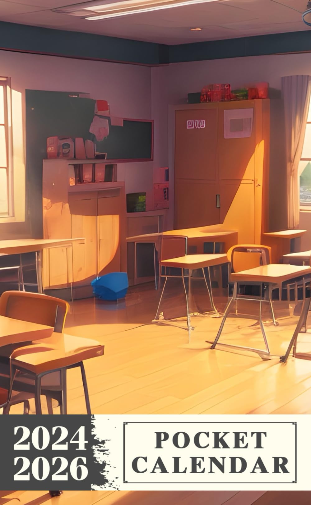 Pocket Calendar 2024 - 2026: Three-Year Monthly Planner for Purse , 36 Months from January 2024 to December 2026 | Animation background | Classroom