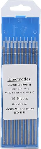 Shipenophy 10 Uds. WZ8 Rod Electrodo de tungsteno Aguja de arco TIG soldadura electrodos de tungsteno para soldadura aluminio blanco 0.126 in,