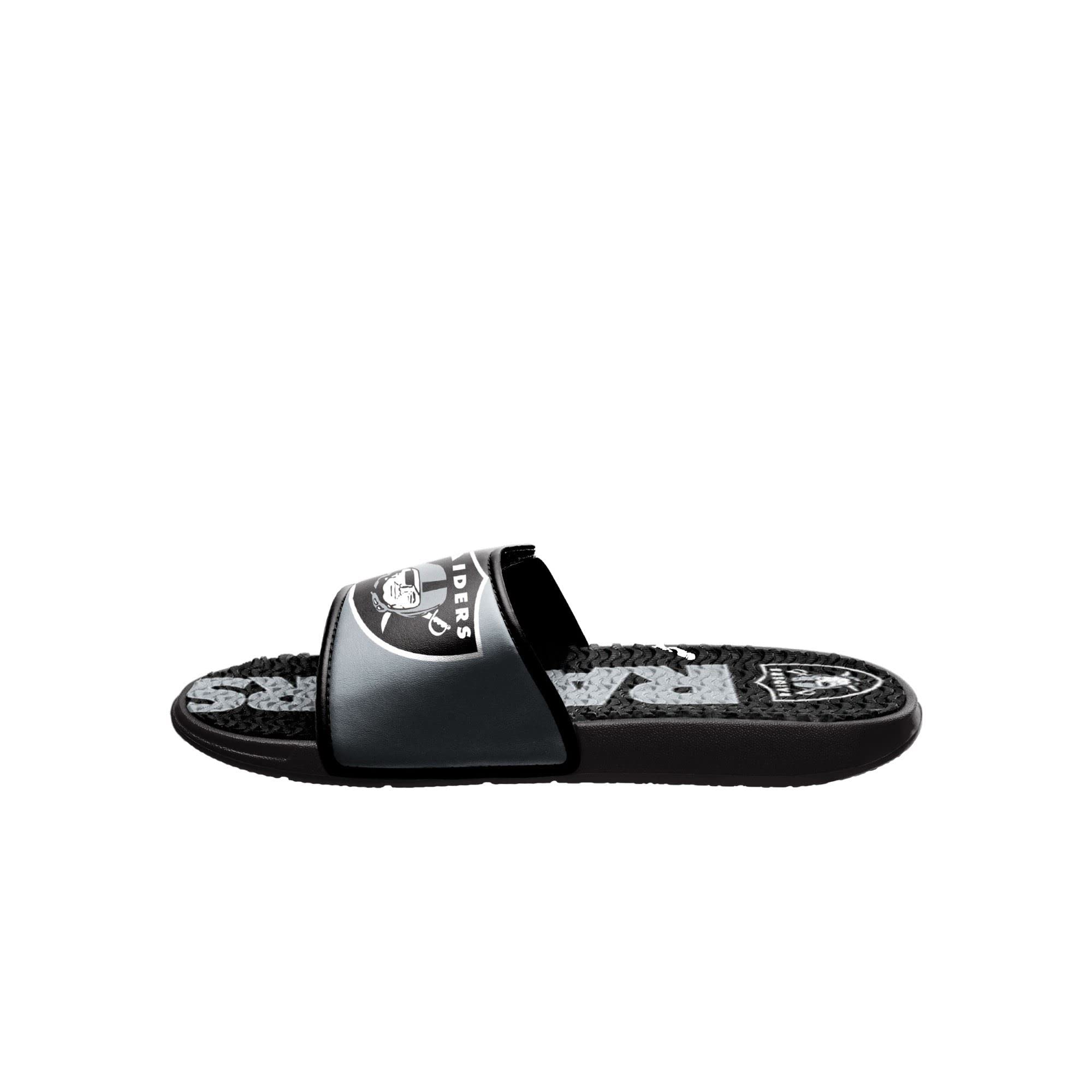 FOCO Las Vegas Raiders NFL Colorblock Big Logo Gel Slide Black White Badelatschen Hausschuhe