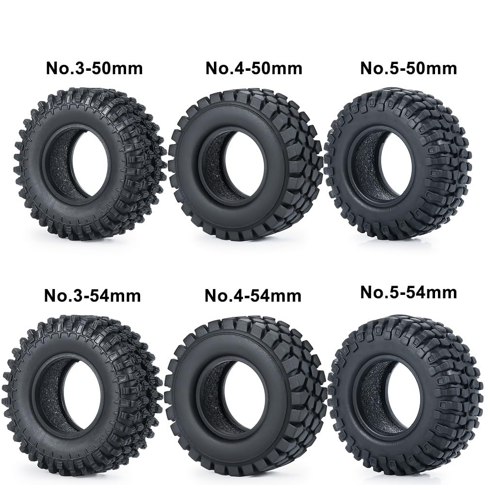 Dilwe 4 Pneumatici In Gomma Cingolati Per Axial SCX24 1/24 - Ruote Antiscivolo Con Battistrada Per Auto RC, Ricambio E Upgrade (tipo B)