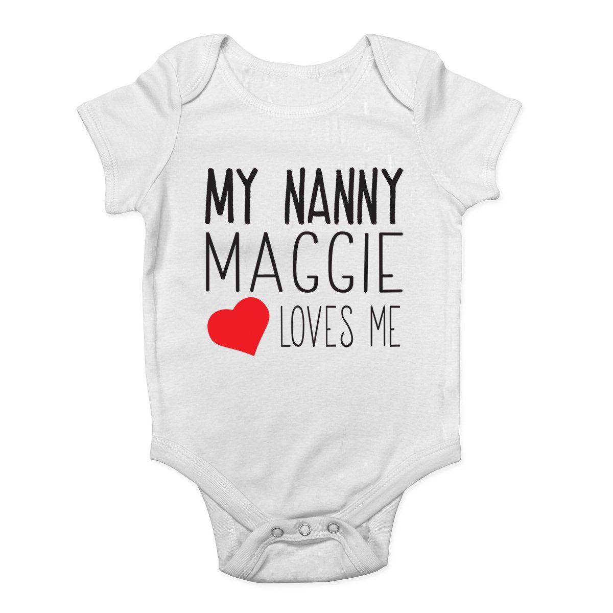 Personalised My Nanny with Any Name Loves Me Cute Boys and Girls Baby Vest Bodysuit White