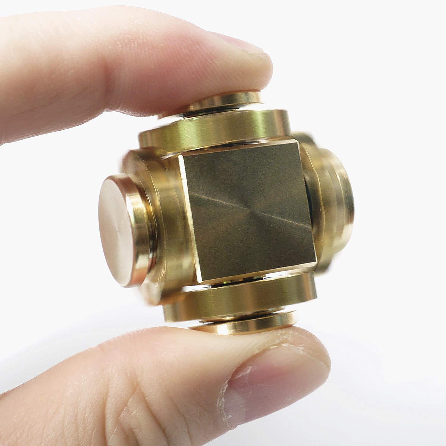 Fidget cube Spinner, Linkage 4 gears figity spin Finger Games, laiton métallique avec roulements ultra lisses, durable mécaniquement amovible, petit jouet Premium figit - Or