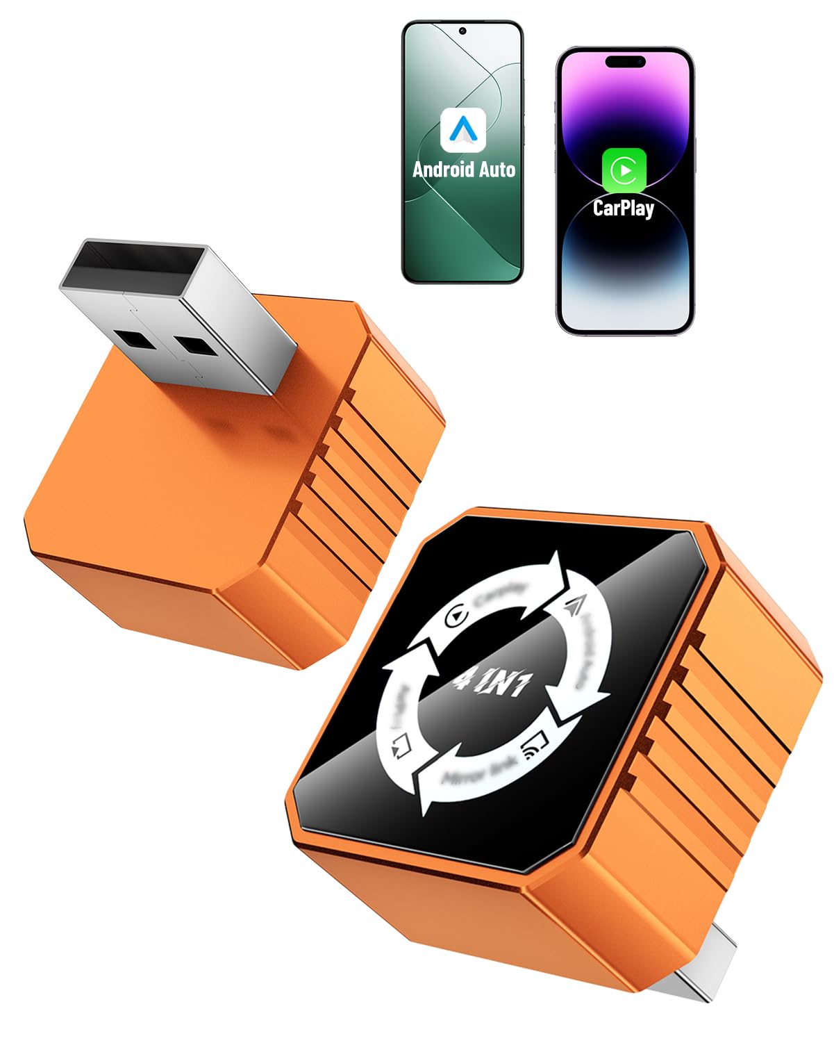Adattatore wireless CarPlay 4 in 1 e dongle auto Android, supporta AirPlay e MirrorLink Screen MirrorLink, connessione veloce stabile a 5,8 GHz, Plug and Play per auto con CarPlay cablato di