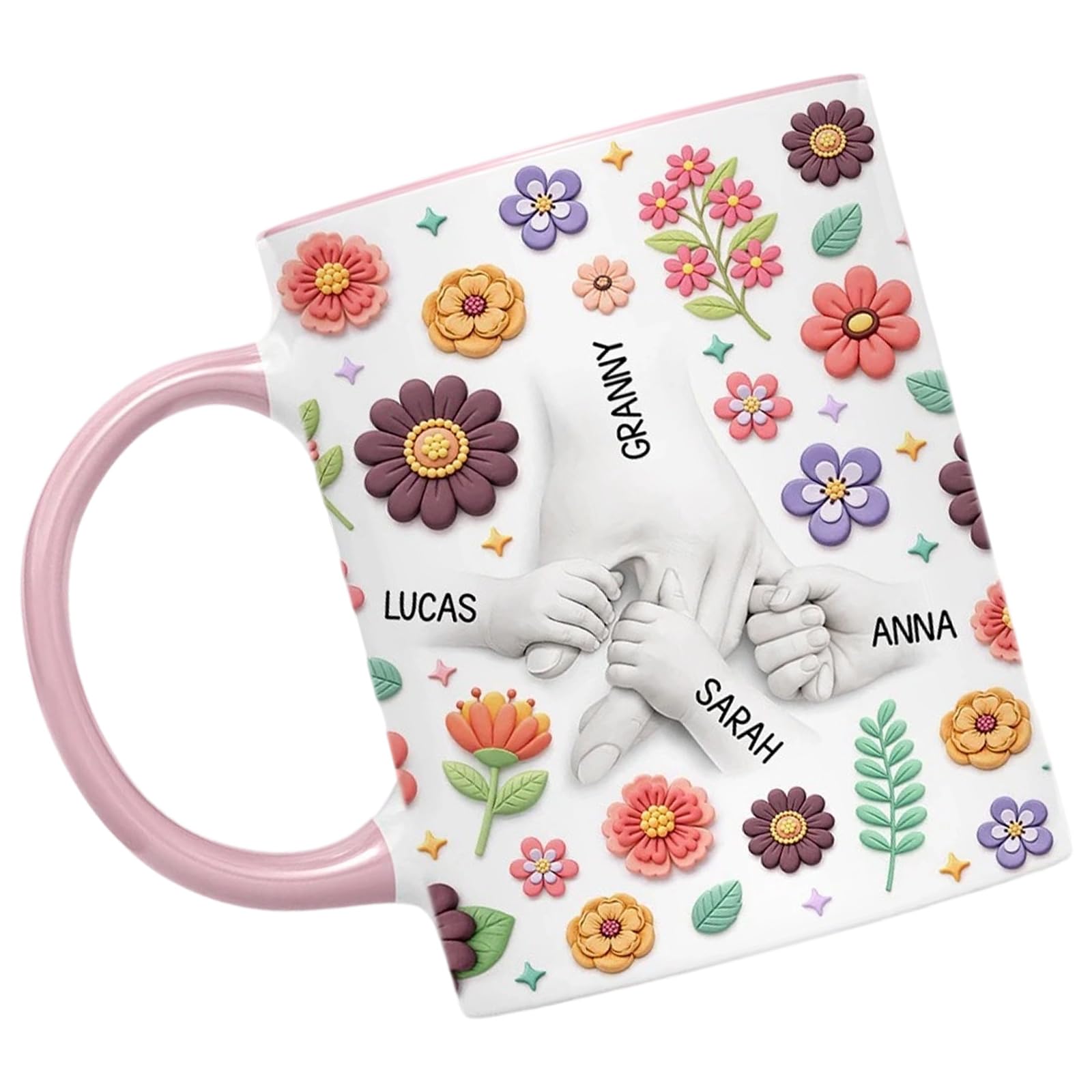 Kalttoy Artistic Florals Print Ceramic Cup Holding Mum Hand Perfect Daily Use Permanent Drinkware