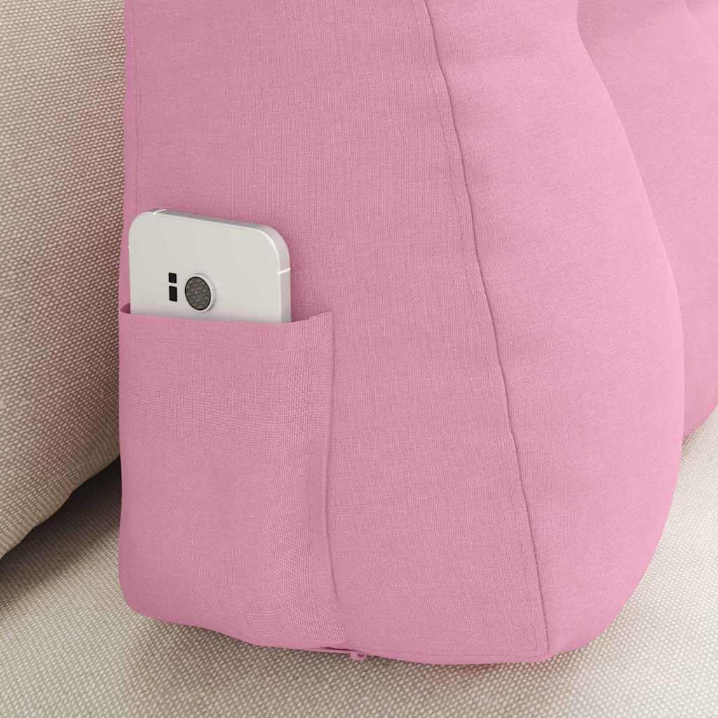 Rückenpolster Rosa 80x24x50 cm Samt-Optik Bett Keilkissen | Samtiges Keilkissen mit Knopf-Design und abnehmbarem Bezug für gemütliche Stunden im Schlafzimmer und Wohnzimmer.