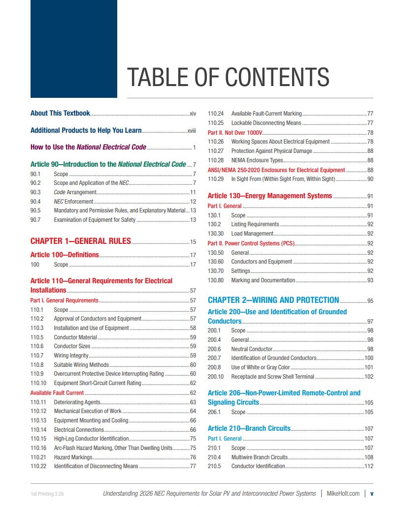 Mike Holt's Illustrated Guide to Understanding NEC Requirements for Solar Photovoltaic and Interconnected Power Systems Textbook, 2026 NEC