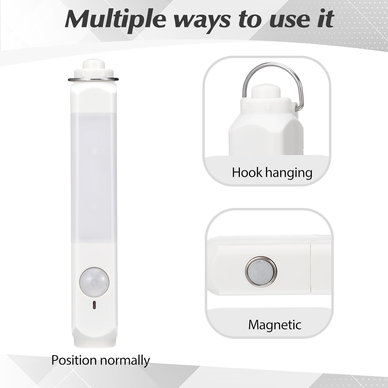 Magnetic Cruise Ship Motion Sensor Night Light with LED Flashlight Rechargeable Battery Operated LED Night Light for Cruise Ship Cabin Camping Travel Hotel Bathroom, White