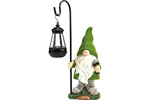 Flocked Solar Garden Gnomes Outdoor Statues for Lawn Ornaments