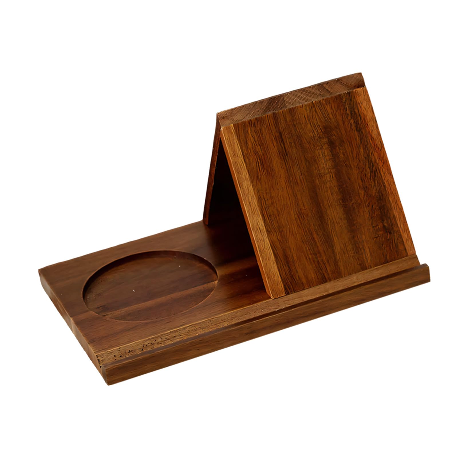 Triangle Wooden Bookends with Drink Tray Desktop Organizer Bookstand Tablet Stand Slot Book Lovers Teacher Desktop Shelf
