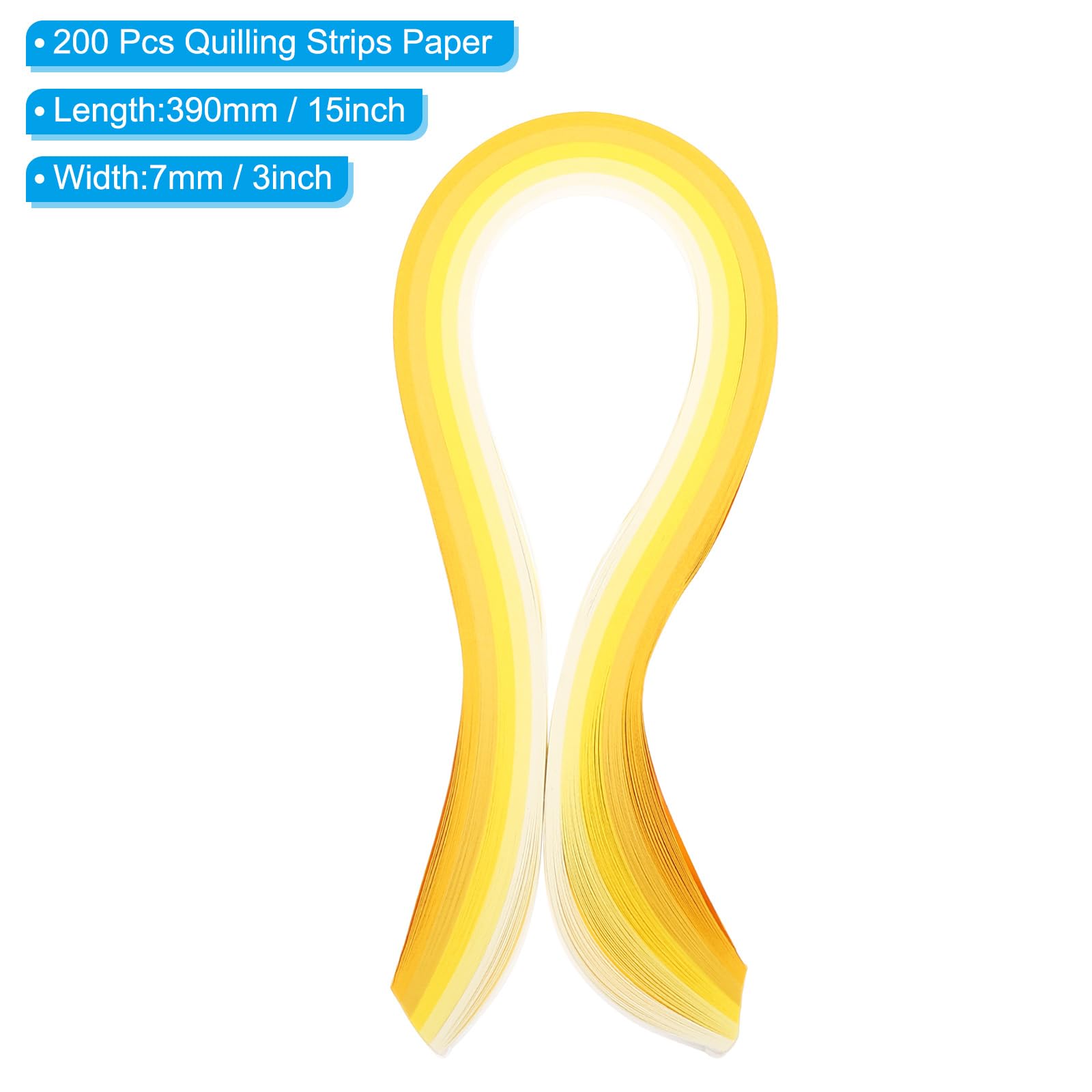 PATIKIL 390 x 7mm Rainbow Quilling Strips Paper,200 Pcs Origami Paper Quilling Strip for Art DIY Hand Craft Christmas Gradient Light Yellow - Image 2