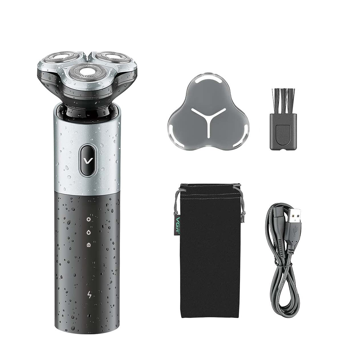 VGR V343 Premium Cordless Rechargeable IPX7 Fully Waterproof 3 Head