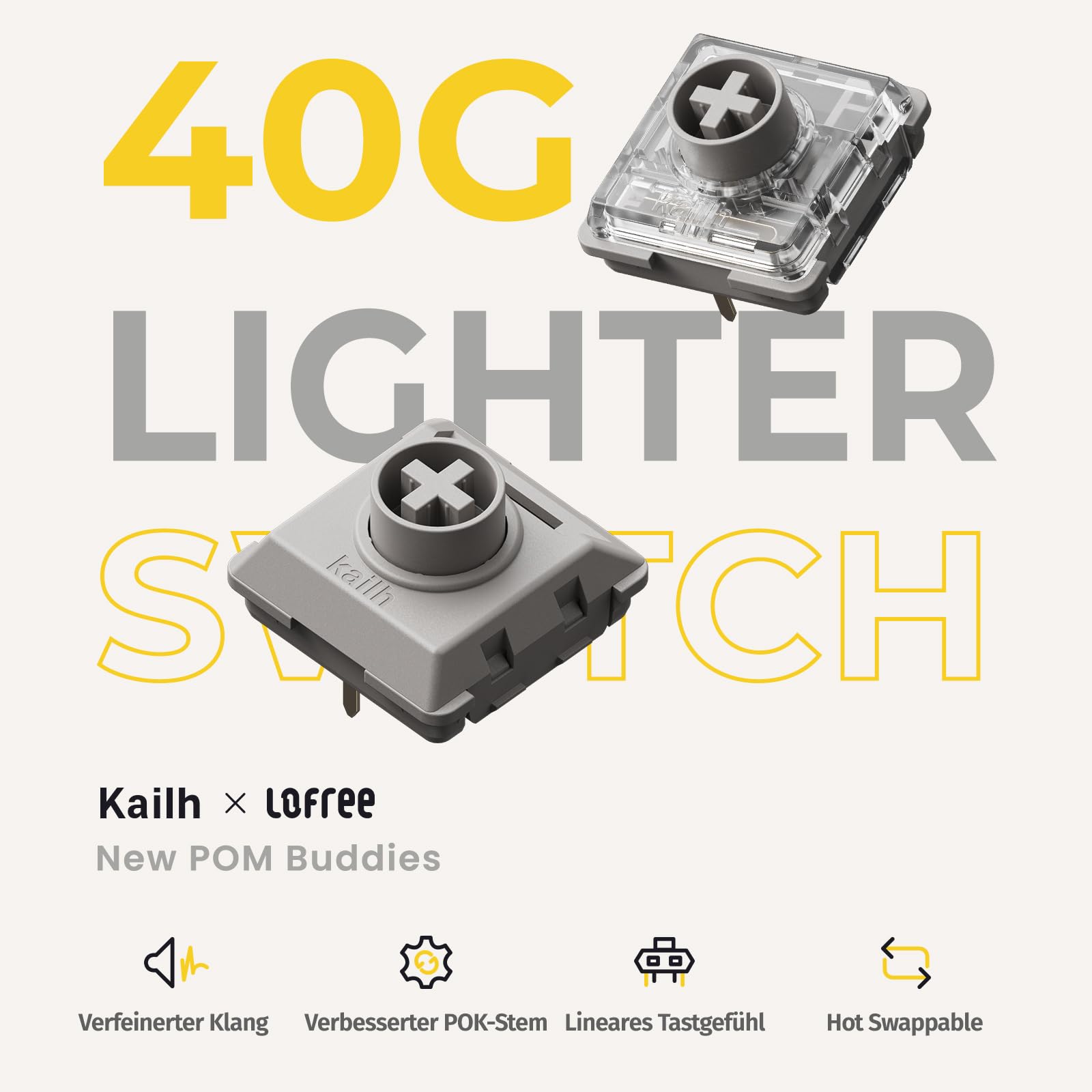 Flow Lite84 Tasten Low Profile Mechanische Tastatur (Deutsches Layout QWERTZ) - Kabellos Bluetooth/2.4G/Kabel, Swappable mit Specter Linearen Switches, Wiederaufladbar - Für Win&Mac (Marmor Grau)