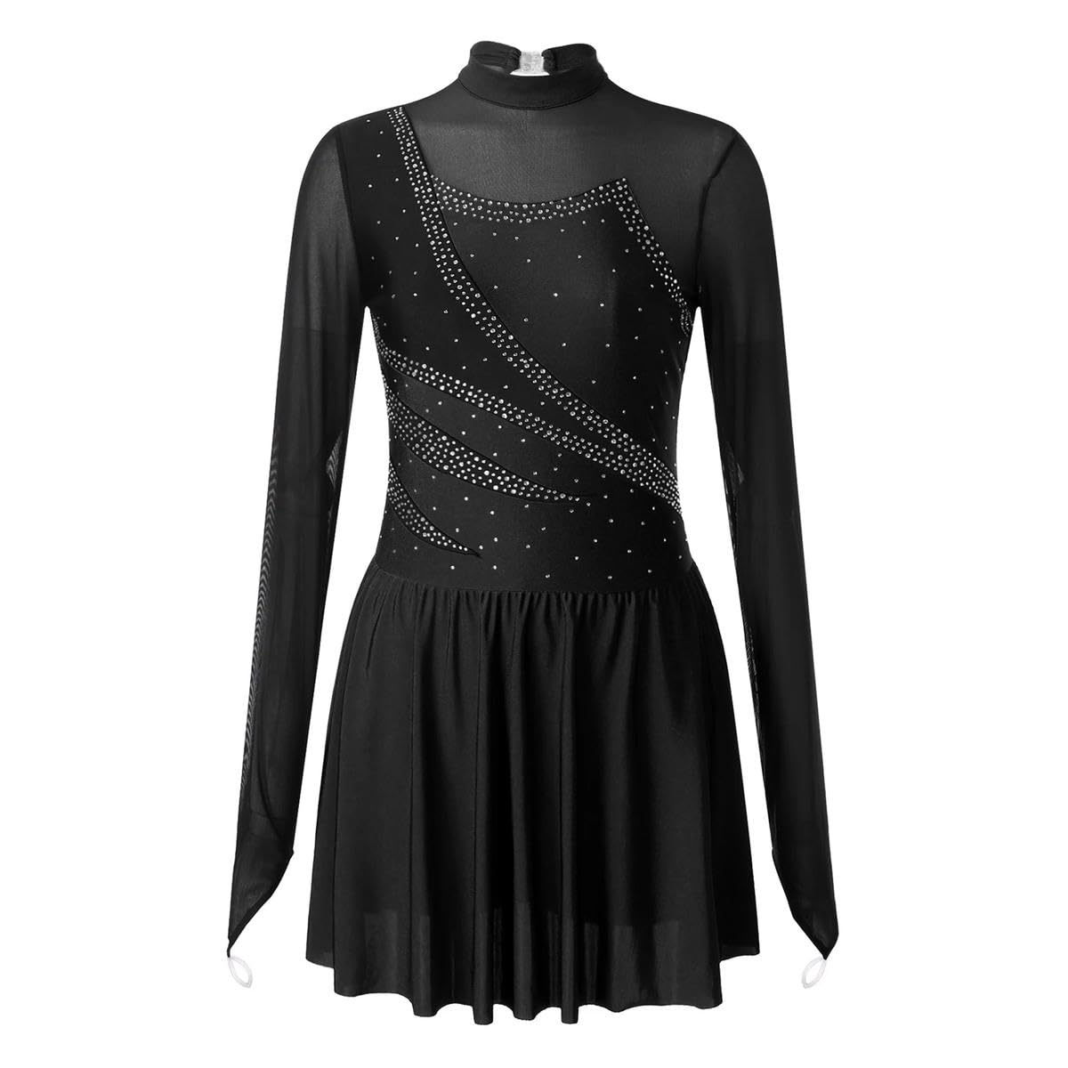 Vestido de malla transparente para mujer, para patinaje artístico, ballet, danza y ballet