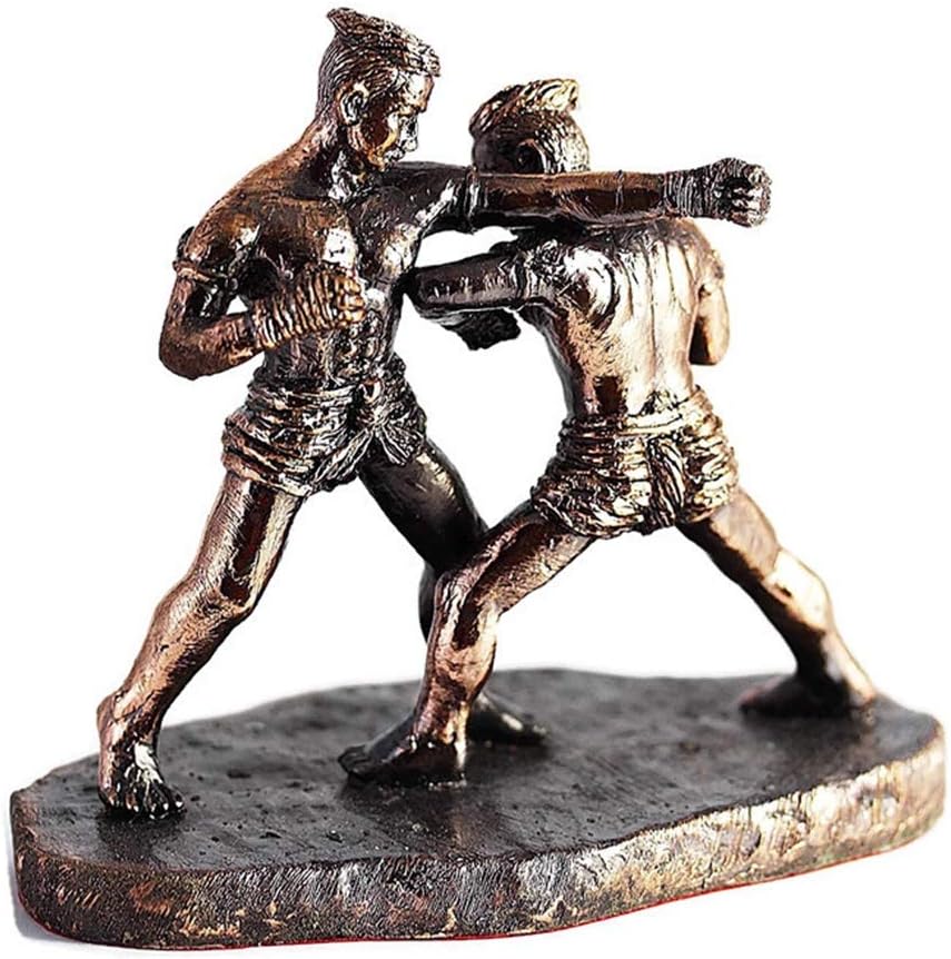 Chawa-zathok Art of Muay Thai Kick Boxing Thailand Fight Statue Bronze Color