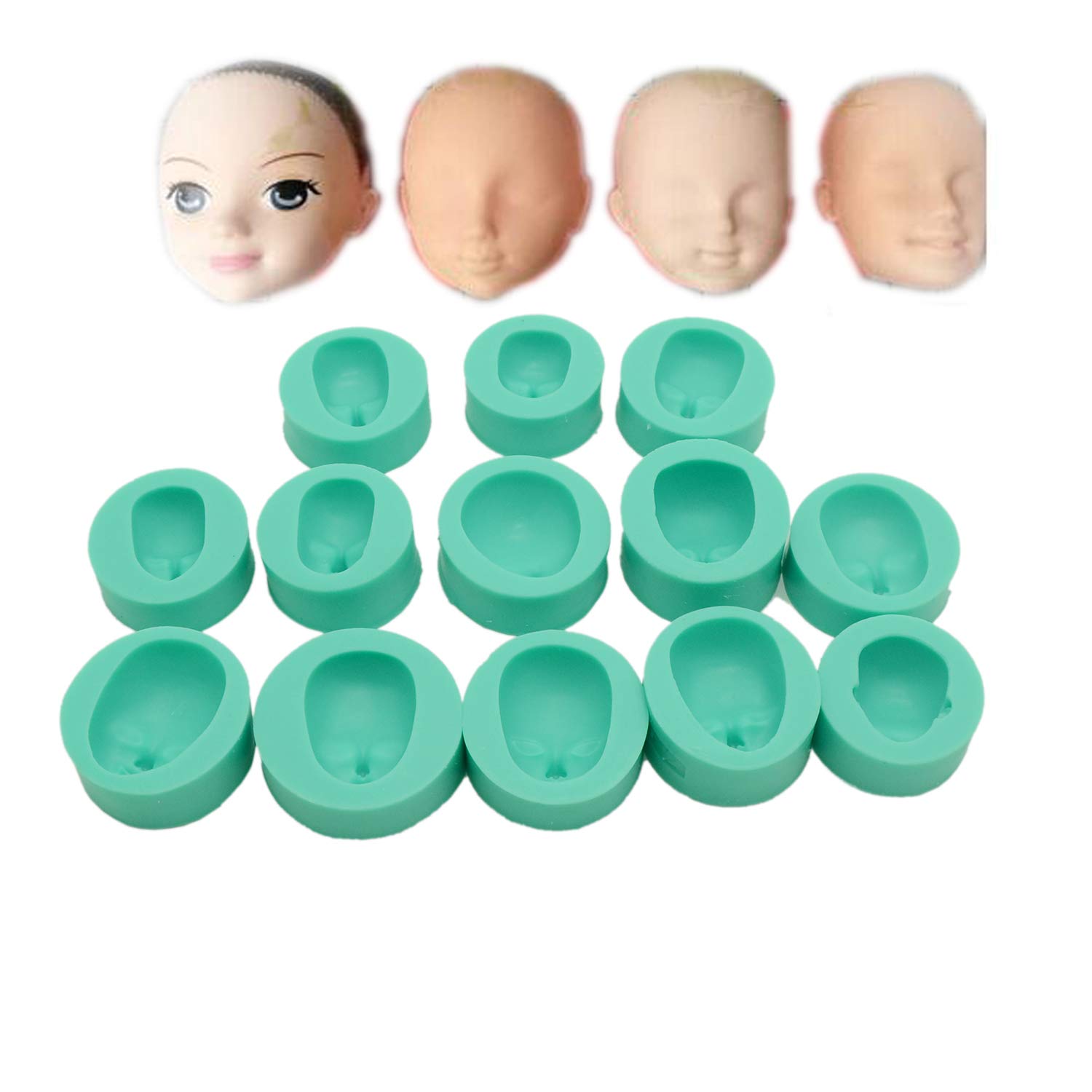 13 Pcs Reusable Silicone Face Fondant Cake Molds Cupcake Soap Handmade DIY Tool Muffin Baking Nonstick Home Kitchen Dining