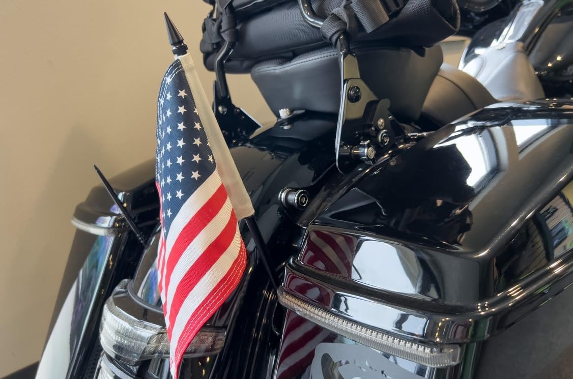 Ciro Flag Pole with American Flag (Satin Black)