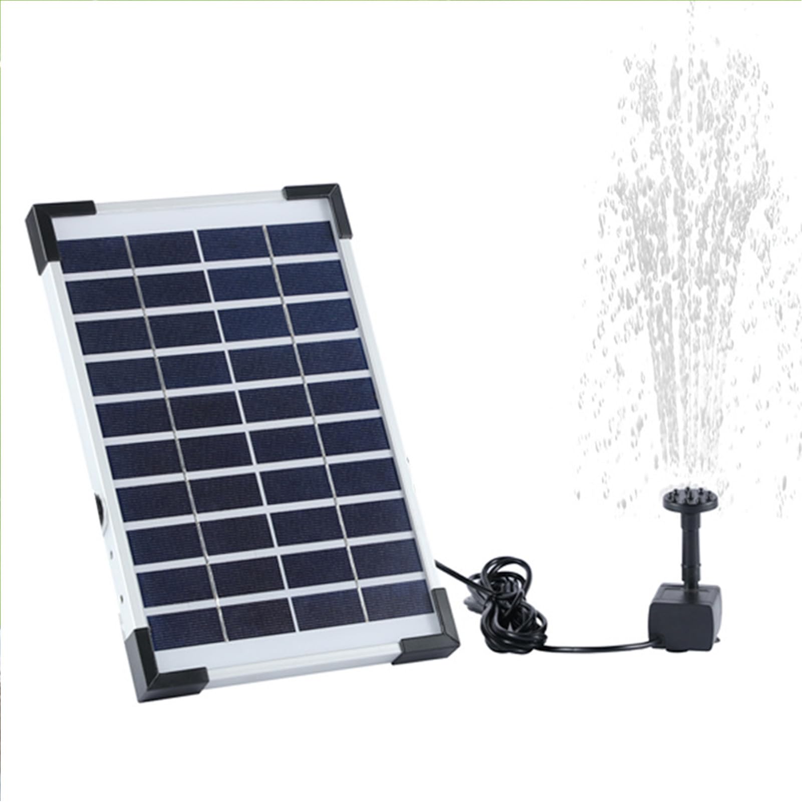 Dioche Pompa dell'acqua a Pannello Solare con Kit Ugelli Pompa per Fontana Solare da 5 W 380 L/h per Laghetto e Giardino all'aperto - Cavo da 10 Piedi per un Facile Posizionamento