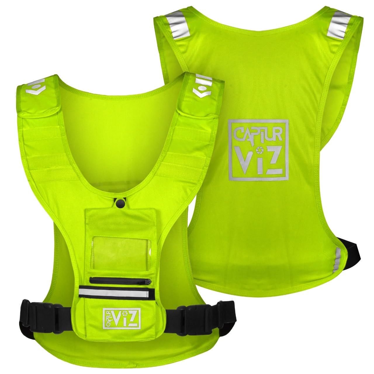 Sports Action Camera Vest with Phone Holder, Reflective, Adjustable Straps, Water-Resistant Pouch – Running, Cycling, Horse Riding, Outdoor Sports