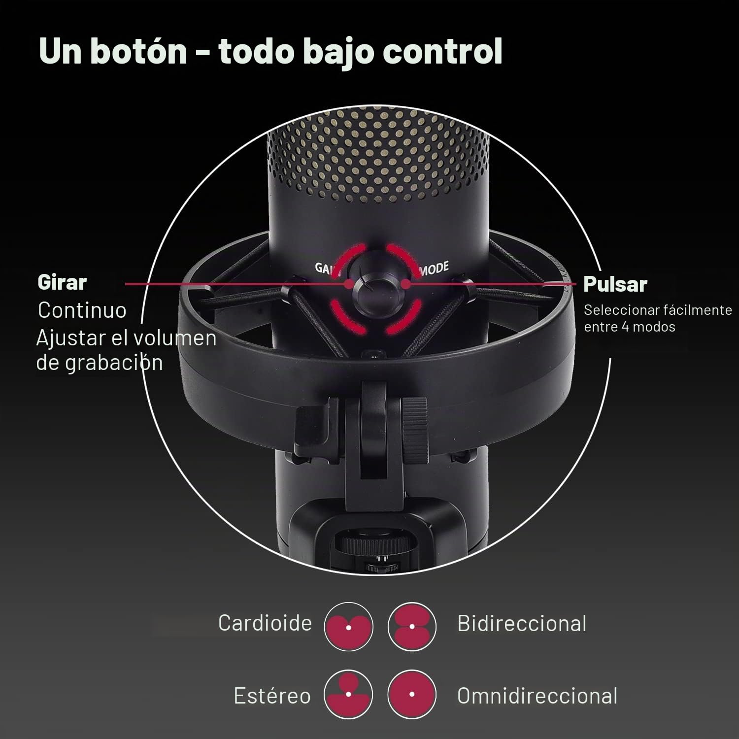 DOCKIN® Micrófono Condensador MP3000 para PC, Juegos, Podcast y Streaming - Micrófono USB de pie para grabaciones - Micrófono con Soporte Pesado [Equipo Completo]