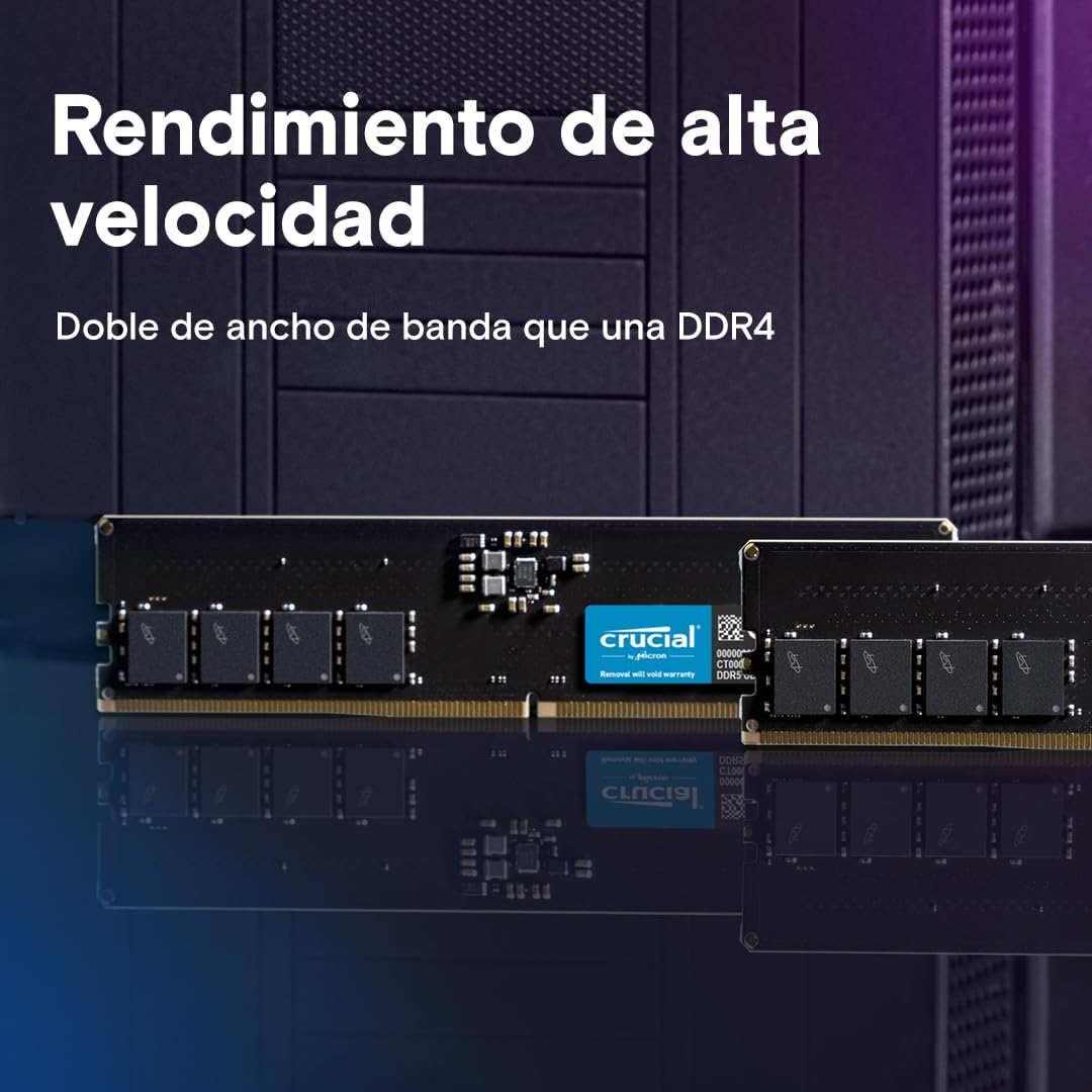 Crucial RAM DDR5 16GB 5600MHz, Memoria PC (o 5200MHz / 4800MHz) CL46 - CT16G56C46U5