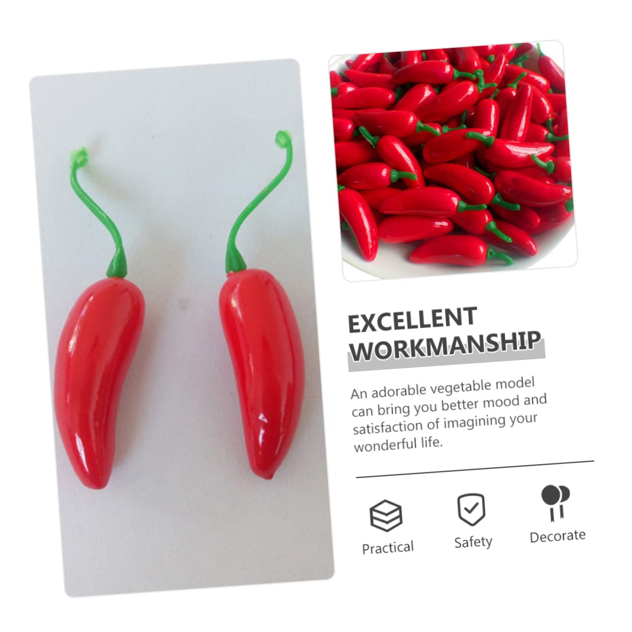 MAGICLULU 4 Set Artificiale Caldo Piccolo Peperoncino Peperoni Finti Mini Peperoncini Piccanti Finti Falso Chili Impostore Minuscolo Finto Rosso Schiuma 100 Pezzi*4