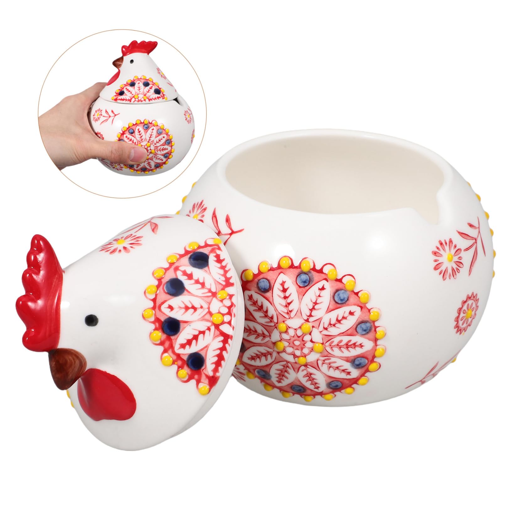 Pot À ÉPices En CéRamique Forme De Poule Avec Couvercle Pour Rangement D'Assaisonnement BoîTe À Biscuits DéCorative Pour Cuisine Snacks Et FêTes De PâQues 5.31X4.33X4.33In