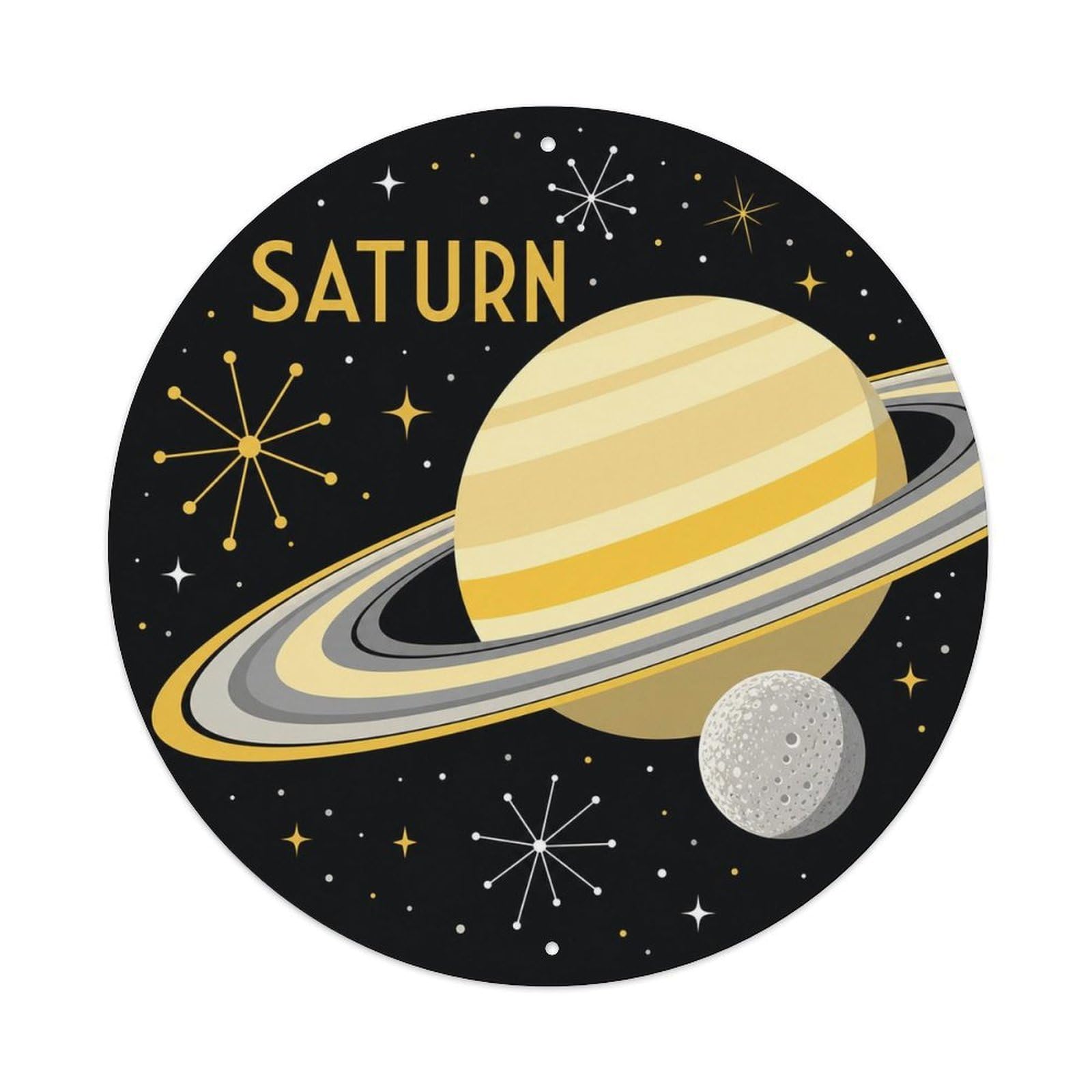 Space Age Saturn Ringed Planet Celestial Metal Tin Sign