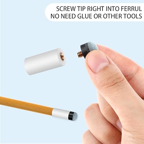 Miniatura 3 de 10 juegos de puntas de taco de billar, kit de repuesto de rosca, puntas de palo de billar blancas, casquillos de billar, accesorios de 0.472 in0.512